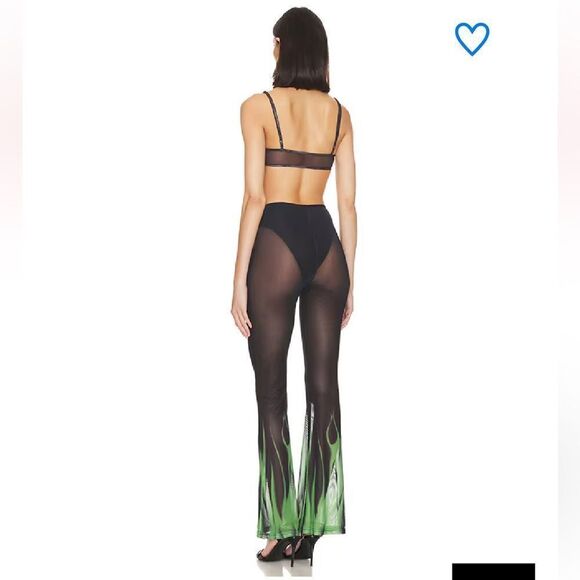 NWT Superdown Deja set pants bra outfit mesh print flares flame 2 pc Revolve M - Picture 3 of 12